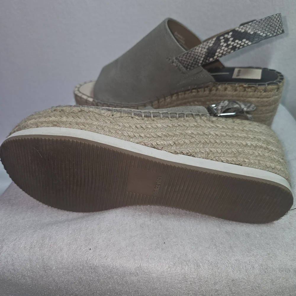 Dolce Vita Women’s Platform Espadrilles Marlo Wedge Green Suede Slingback Sz 9M